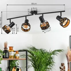 Lampes En Tissu-hofstein Plafonnier Tarasp Noir, 4 lumières