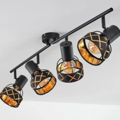 Lampes En Tissu-hofstein Plafonnier Tarasp Noir, 4 lumières