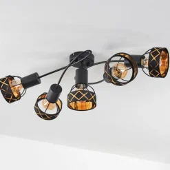 Lampes En Tissu-hofstein Plafonnier Tarasp Noir, 5 lumières