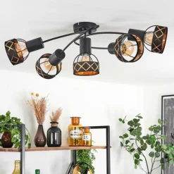 Lampes En Tissu-hofstein Plafonnier Tarasp Noir, 5 lumières