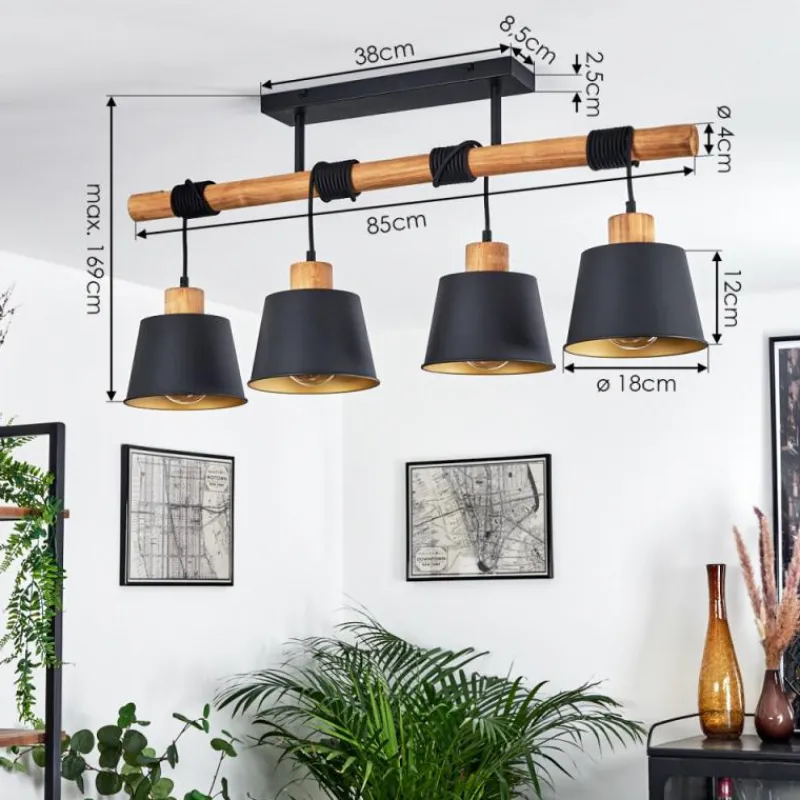 Lampes Dorées-hofstein Plafonnier Tatodere Brun, Noir, 4 lumières