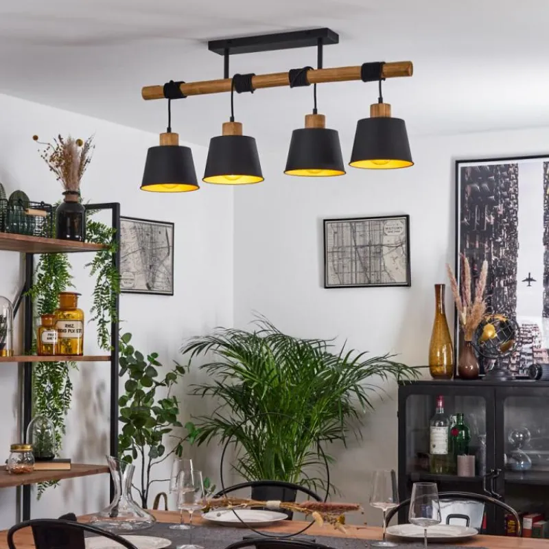 Lampes Dorées-hofstein Plafonnier Tatodere Brun, Noir, 4 lumières