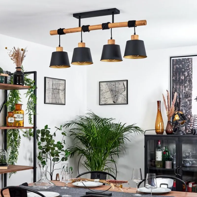 Lampes Dorées-hofstein Plafonnier Tatodere Brun, Noir, 4 lumières