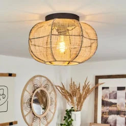 Lampes En Tissu-hofstein Plafonnier Tebary Noir, 1 lumière