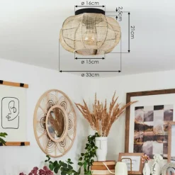 Lampes En Tissu-hofstein Plafonnier Tebary Noir, 1 lumière