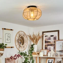 Lampes En Tissu-hofstein Plafonnier Tebary Noir, 1 lumière