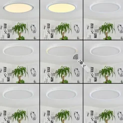 hofstein Plafonnier Telsen LED Blanc, 2 lumières, Télécommandes, Changeur de couleurs