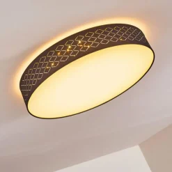 Lampes En Tissu-hofstein Plafonnier Temuka LED Noir, Blanc, 1 lumière, Télécommandes