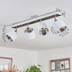 Lampes En Tissu-hofstein Plafonnier Tibro Argenté, Blanc, 4 lumières