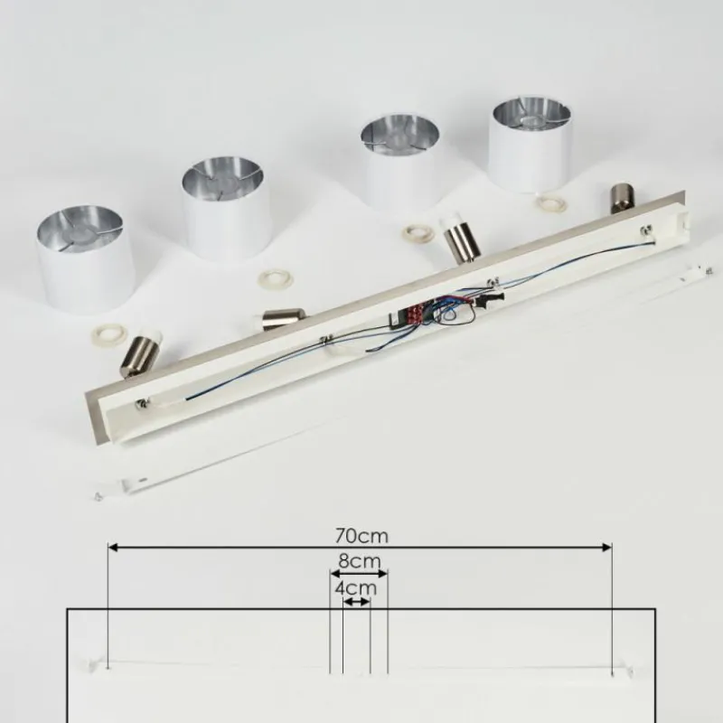 Lampes En Tissu-hofstein Plafonnier Tibro Argenté, Blanc, 4 lumières