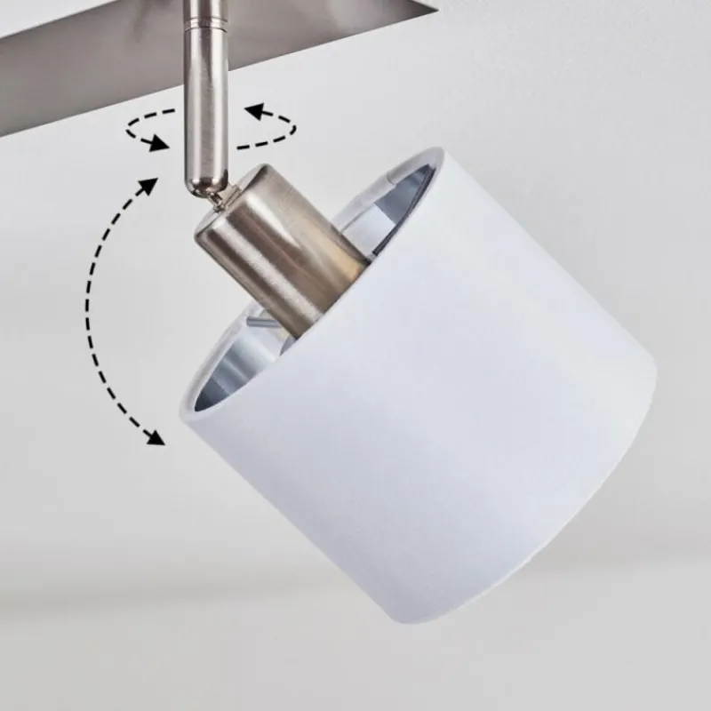 Lampes En Tissu-hofstein Plafonnier Tibro Argenté, Blanc, 4 lumières