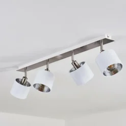 Lampes En Tissu-hofstein Plafonnier Tibro Argenté, Blanc, 4 lumières