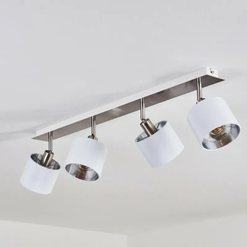 Lampes En Tissu-hofstein Plafonnier Tibro Argenté, Blanc, 4 lumières