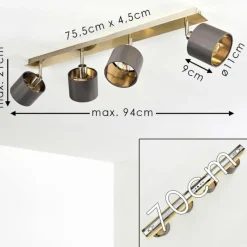 Lampes En Tissu-hofstein Plafonnier Tibro Laiton, Nickel mat, 4 lumières