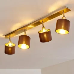 Lampes En Tissu-hofstein Plafonnier Tibro Laiton, Nickel mat, 4 lumières