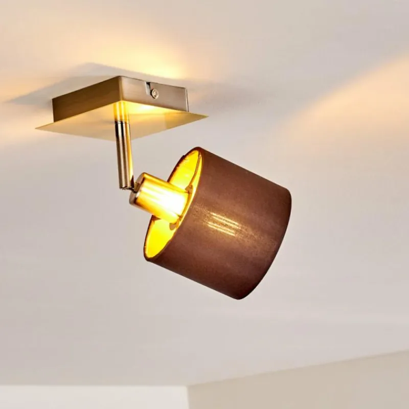 Lampes En Tissu-hofstein Plafonnier Tibro Laiton, Nickel mat, 1 lumière