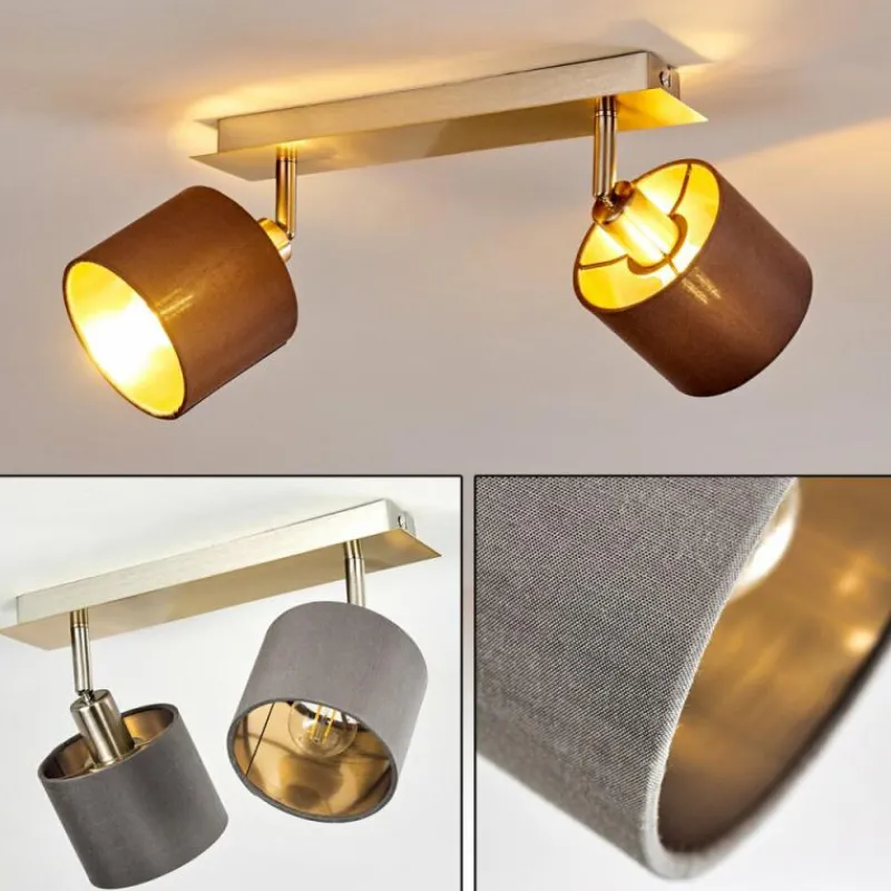 Lampes En Tissu-hofstein Plafonnier Tibro Laiton, Nickel mat, 2 lumières