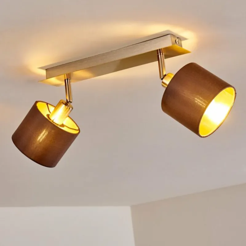 Lampes En Tissu-hofstein Plafonnier Tibro Laiton, Nickel mat, 2 lumières