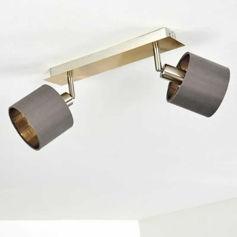 Lampes En Tissu-hofstein Plafonnier Tibro Laiton, Nickel mat, 2 lumières