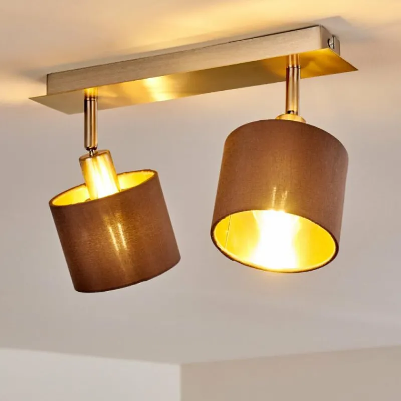 Lampes En Tissu-hofstein Plafonnier Tibro Laiton, Nickel mat, 2 lumières