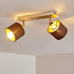 Lampes En Tissu-hofstein Plafonnier Tibro Laiton, Nickel mat, 2 lumières