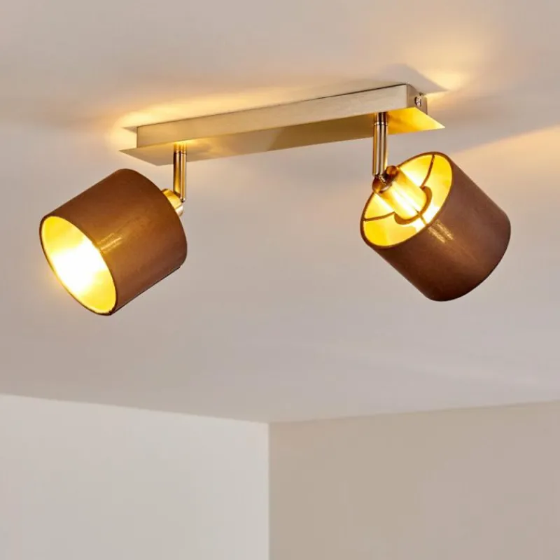 Lampes En Tissu-hofstein Plafonnier Tibro Laiton, Nickel mat, 2 lumières