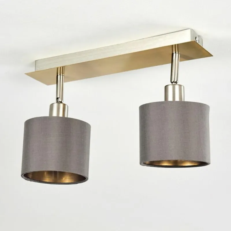 Lampes En Tissu-hofstein Plafonnier Tibro Laiton, Nickel mat, 2 lumières