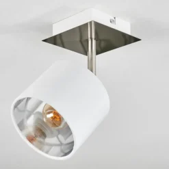 Lampes En Tissu-hofstein Plafonnier Tibro Nickel mat, Blanc, 1 lumière