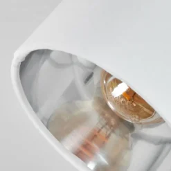 Lampes En Tissu-hofstein Plafonnier Tibro Nickel mat, Blanc, 1 lumière