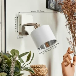 Lampes En Tissu-hofstein Plafonnier Tibro Nickel mat, Blanc, 1 lumière