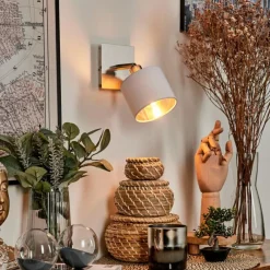 Lampes En Tissu-hofstein Plafonnier Tibro Nickel mat, Blanc, 1 lumière