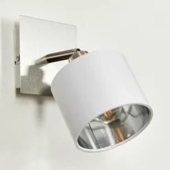 Lampes En Tissu-hofstein Plafonnier Tibro Nickel mat, Blanc, 1 lumière