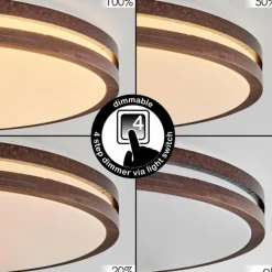 Luminaires Scandinaves-hofstein Plafonnier Tikkala LED Bois foncé, Blanc, 1 lumière