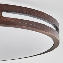 Luminaires Scandinaves-hofstein Plafonnier Tikkala LED Bois foncé, Blanc, 1 lumière