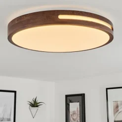 Luminaires Scandinaves-hofstein Plafonnier Tikkala LED Bois foncé, Blanc, 1 lumière