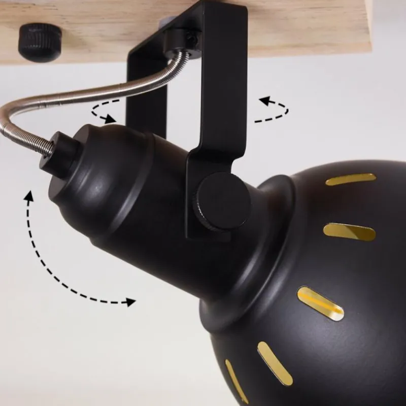 Lampes Dorées-hofstein Plafonnier Tina Bois foncé, Noir, 2 lumières