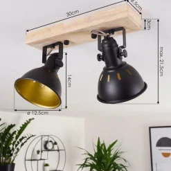 Lampes Dorées-hofstein Plafonnier Tina Bois foncé, Noir, 2 lumières