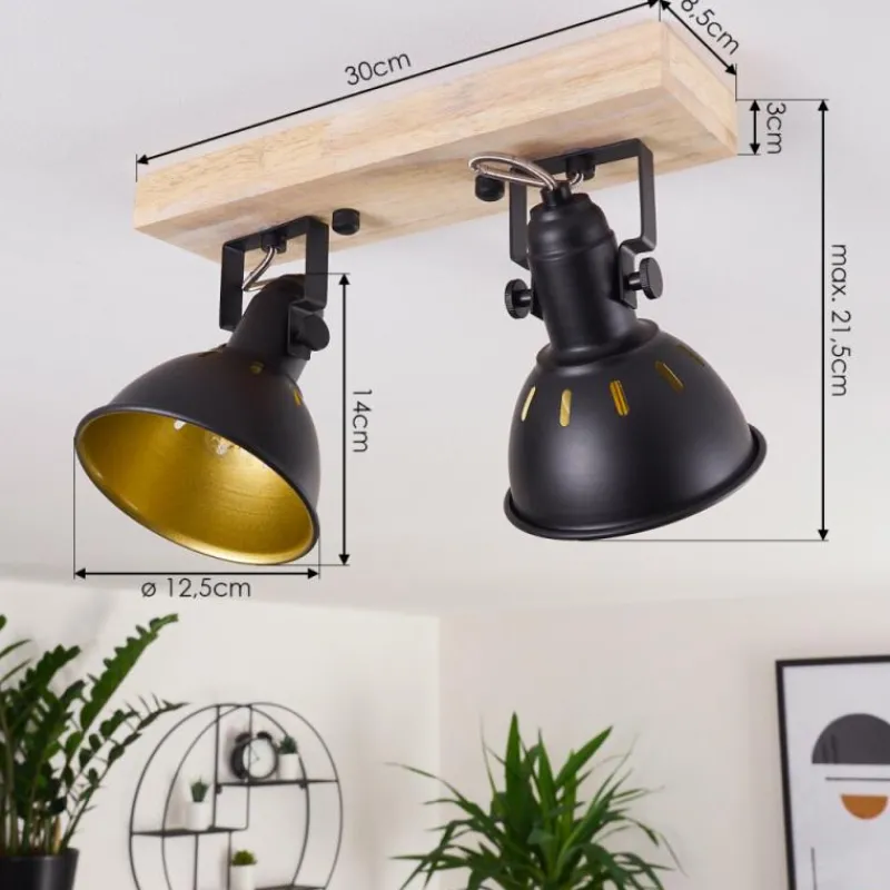 Lampes Dorées-hofstein Plafonnier Tina Bois foncé, Noir, 2 lumières