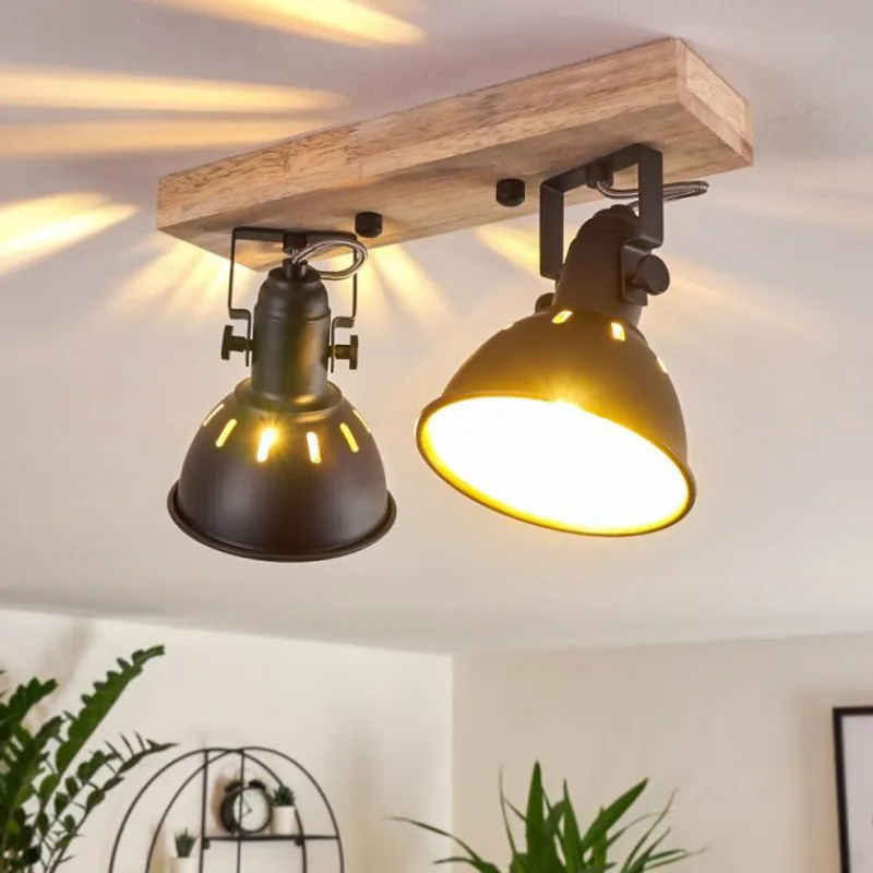 Lampes Dorées-hofstein Plafonnier Tina Bois foncé, Noir, 2 lumières