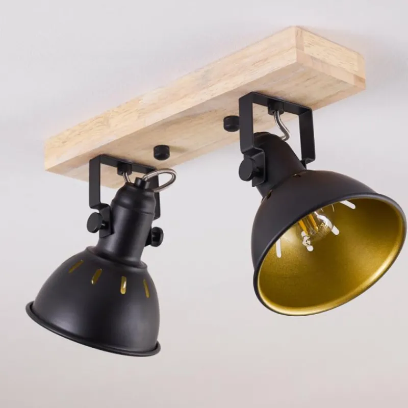 Lampes Dorées-hofstein Plafonnier Tina Bois foncé, Noir, 2 lumières