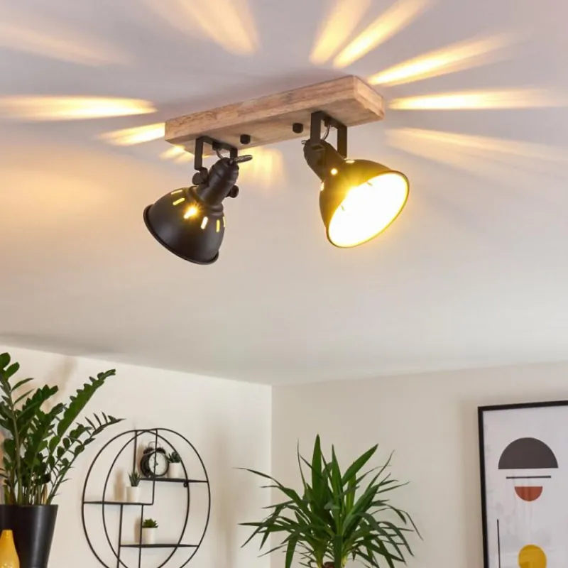 Lampes Dorées-hofstein Plafonnier Tina Bois foncé, Noir, 2 lumières