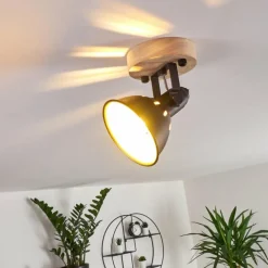 Lampes Dorées-hofstein Plafonnier Tina Bois foncé, Noir, 1 lumière