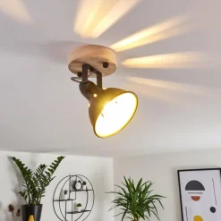 Lampes Dorées-hofstein Plafonnier Tina Bois foncé, Noir, 1 lumière