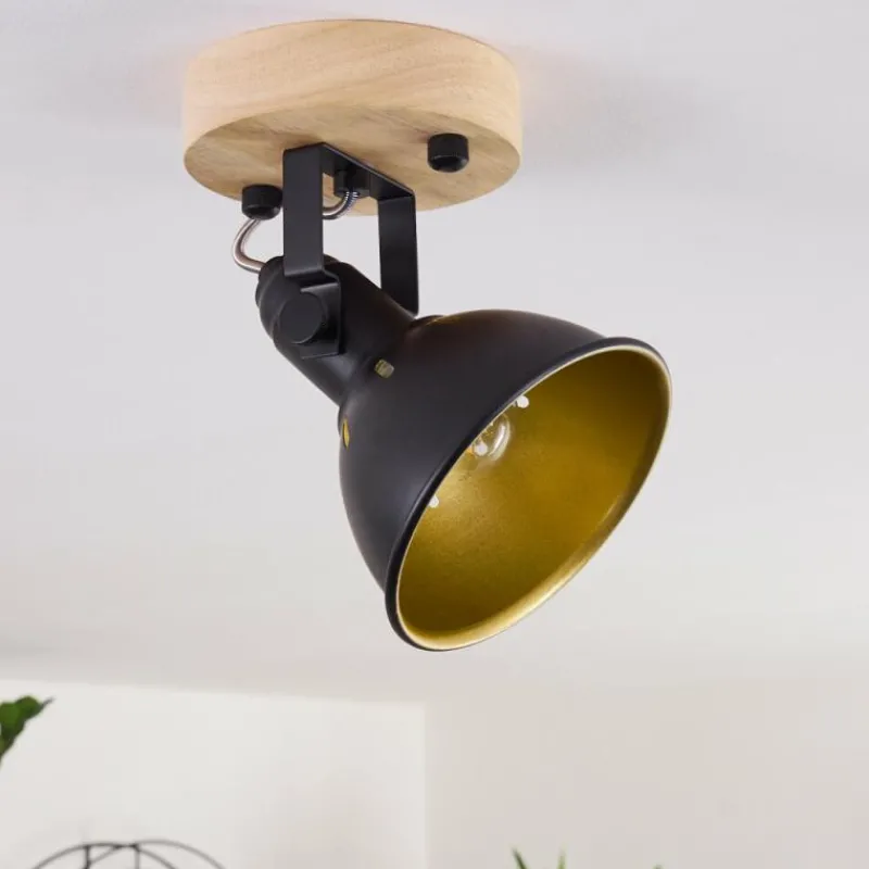 Lampes Dorées-hofstein Plafonnier Tina Bois foncé, Noir, 1 lumière