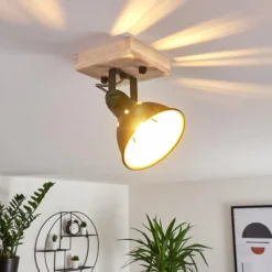 Lampes Dorées-hofstein Plafonnier Tina Bois foncé, Noir, 1 lumière