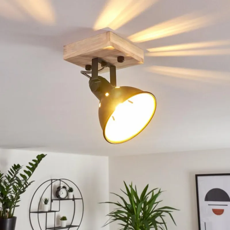 Lampes Dorées-hofstein Plafonnier Tina Bois foncé, Noir, 1 lumière