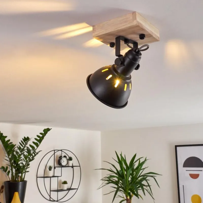 Lampes Dorées-hofstein Plafonnier Tina Bois foncé, Noir, 1 lumière