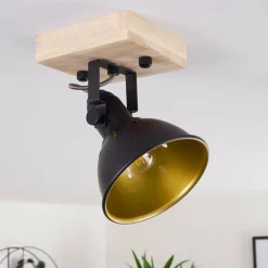 Lampes Dorées-hofstein Plafonnier Tina Bois foncé, Noir, 1 lumière