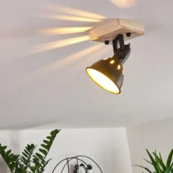 Lampes Dorées-hofstein Plafonnier Tina Bois foncé, Noir, 1 lumière