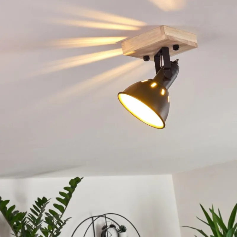 Lampes Dorées-hofstein Plafonnier Tina Bois foncé, Noir, 1 lumière